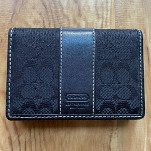 Coach Signature Card Case with Leather Trim